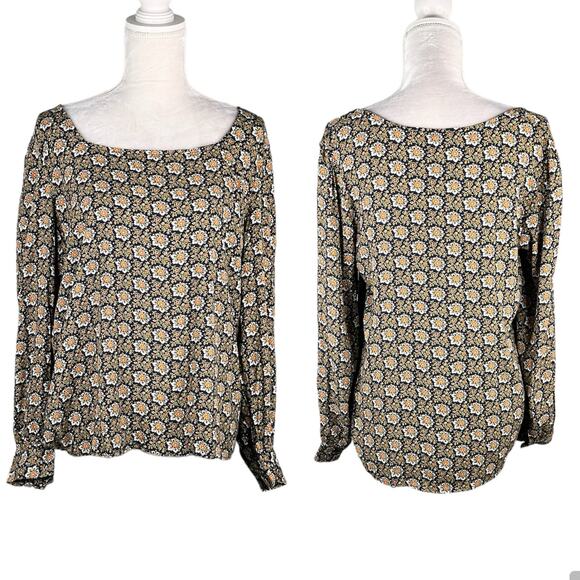 Loft Top Blouse Floral Long Sleeves Medium New - Picture 1 of 11
